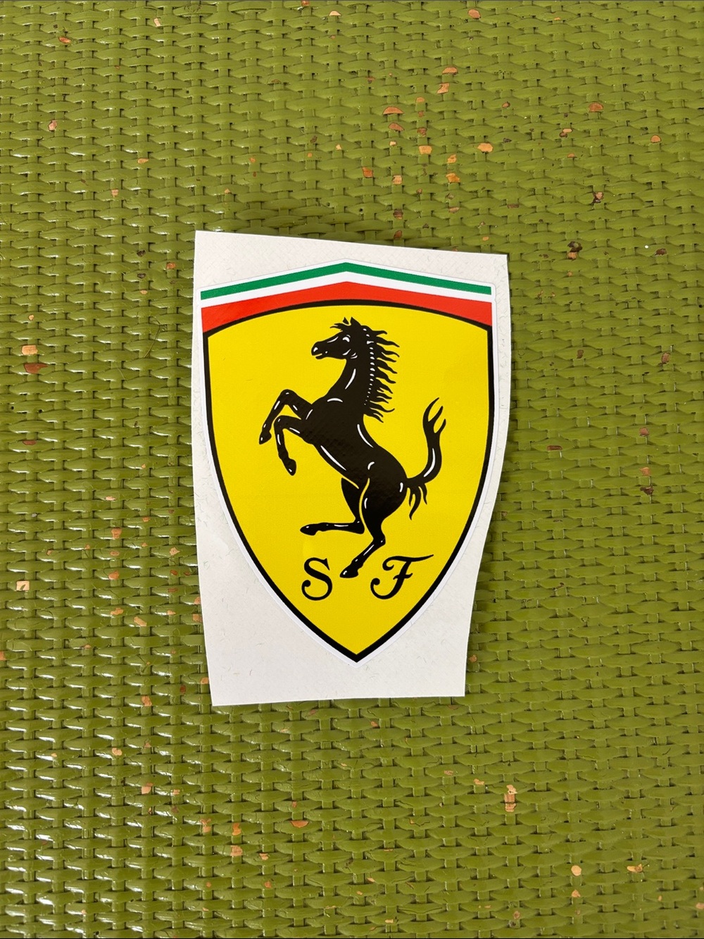 Ferrari Yellow Black Shield Decal with Italian Tricolor
